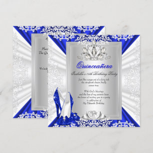 Glitter Quinceanera 15. Geburtstag königsblaue Abs Einladung