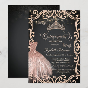 Glitter-Rahmen-Kleid Glitter-Schmetterling Quincea Einladung