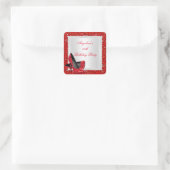 Glitter Red High Heels Birthday Party Diamond Quadratischer Aufkleber (Tasche)