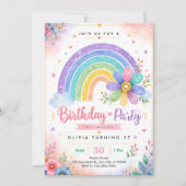 Glitter Regenbogen 17. Geburtstag Einladung (Vorderseite)