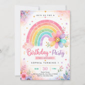 Glitter Regenbogen Erster Geburtstag Einladung (Vorderseite)