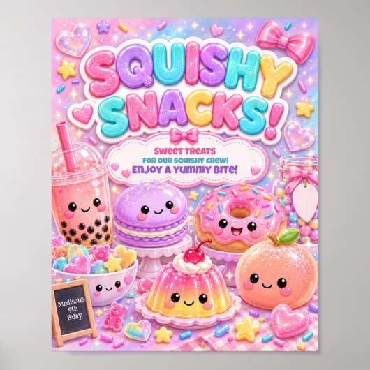 Glitter Regenbogen Squishy Snacks Geburtstagsfeier Poster (Vorne)