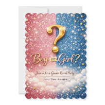 Glitter Rosa & Blau Geschlecht Enthüllung Einladun