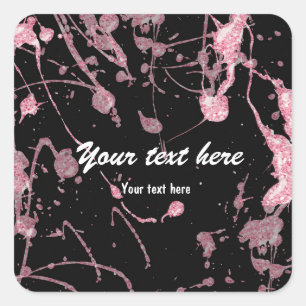 Glitter-Rosa-Farbspritzer-Party-Aufkleber-Etikett Quadratischer Aufkleber