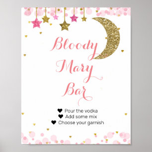 Glitter rosa Mond Watercolor Blutfest Bar Schild