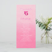 Glitter Rosa Quinceañera Ereignisablauf (Stehend Vorderseite)