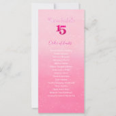 Glitter Rosa Quinceañera Ereignisablauf (Vorderseite)