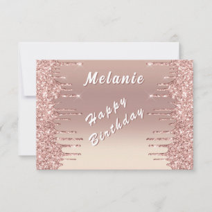 Glitter Rose Gold Geburtstagskarte mit individuell Karte