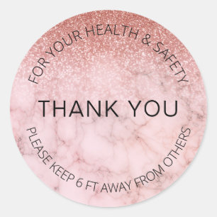 Glitter Rose Gold Marble Beauty Salon Runder Aufkleber
