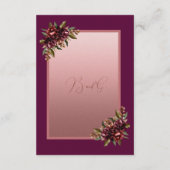 glitter Rose Gold Script - Burgundy floral wedding Begleitkarte (Rückseite)