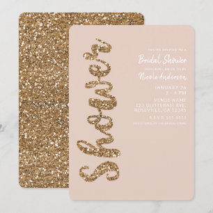 Glitter-Rose-Gold-Wangenrot Glamouröse Brautparty Einladung