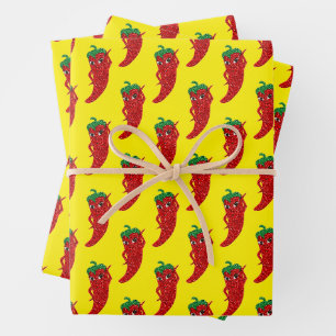 Glitter Roter Heißer Pfeffer Diva Gelb Geschenkpapier Set