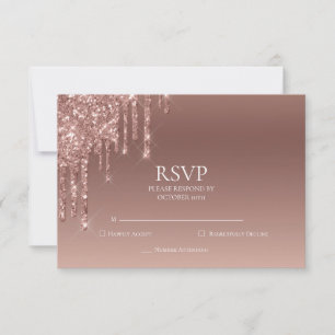 Glitter RSVP 50. Pink Geburtstagsfeier Karte
