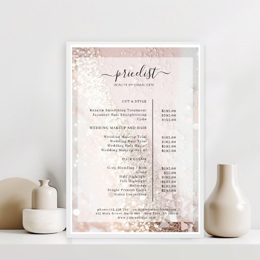 Glitter Salon Preisliste Poster
