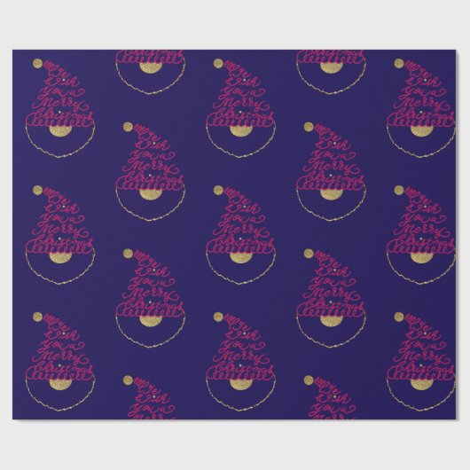 Glitter Santa Script Cute Modern Christmas Geschenkpapier (Flach)