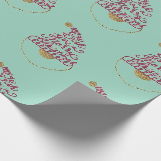 Glitter Santa Script Cute Modern Christmas  Geschenkpapier (Ecke)