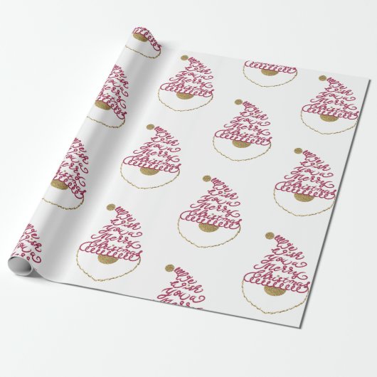 Glitter Santa Script Cute Modern Christmas  Geschenkpapier (Ungerollt)