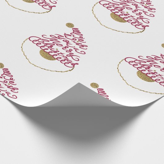 Glitter Santa Script Cute Modern Christmas  Geschenkpapier (Ecke)