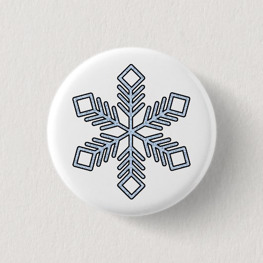 Glitter-Schneeflocke - Babyblaue Äste Button (Vorderseite)