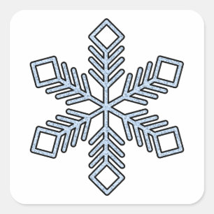 Glitter-Schneeflocke - Babyblaue Äste Quadratischer Aufkleber