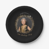 Glitter Schwarz Gold 70. Geburtstagsfeier Pappteller (Vorderseite)