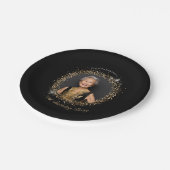Glitter Schwarz Gold 70. Geburtstagsfeier Pappteller (Schrägansicht)