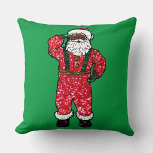 Glitter schwarzer Weihnachtsmann Kissen