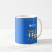 Glitter & Script 50 & Fabelhaft Über Hellblau Kaffeetasse (VorderseiteRechts)