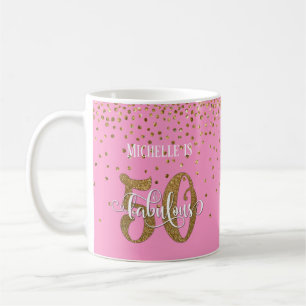 Glitter & Script 50 & Fabelhaft Über Rosa Kaffeetasse