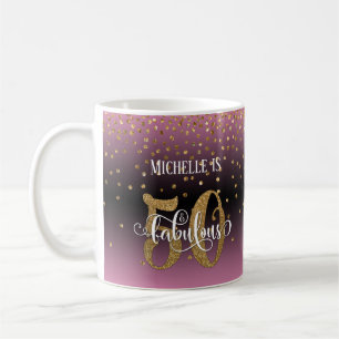 Glitter & Script 50 & Fantastisch, Pink Schwarzer Kaffeetasse
