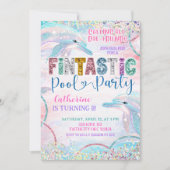 Glitter Sequin Fintastic Dolphin Birthday invitati Einladung (Vorderseite)