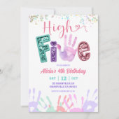 Glitter Sequin High Five Birthday Einladung (Vorderseite)