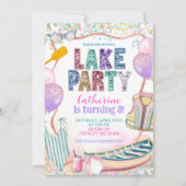 Glitter Sequin Lake Party Birthday invitation Einladung (Vorderseite)