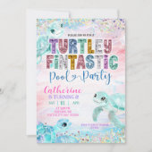Glitter Sequin Sea Turtle Fintastic Birthday invit Einladung (Vorderseite)