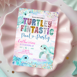 Glitter Sequin Sea Turtle Fintastic Birthday invit Einladung