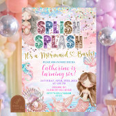 Glitter Sequin Splish Splash mermaid bash invitati Einladung