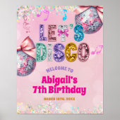 Glitter Sequins Disco Birthday Party Welcome Sign Poster (Vorne)