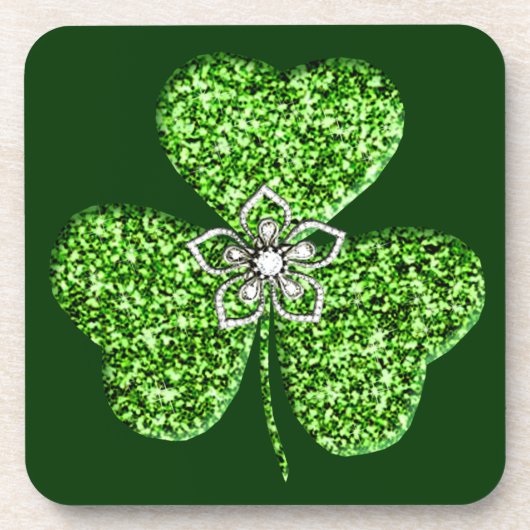 Glitter Shamrock And Flower Coasters Getränkeuntersetzer (Vorderseite)
