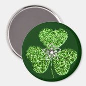 Glitter Shamrock And Flower Magnet (Vorderseite/Rückseite)