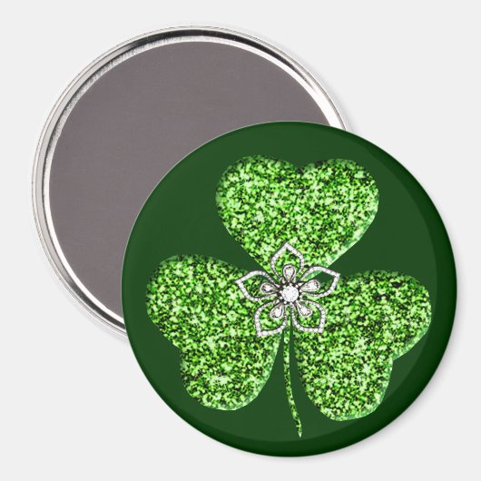 Glitter Shamrock And Flower Magnet (Vorderseite/Rückseite)