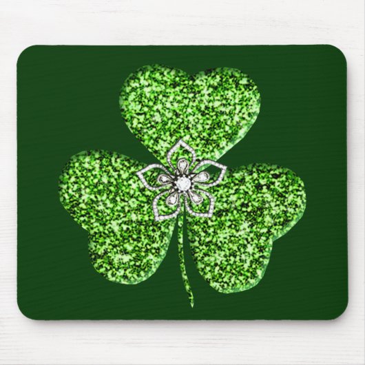 Glitter Shamrock And Flower Mouse Pad Mousepad (Vorne)