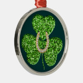 Glitter Shamrock and Horseshoe Round Ornament (Rechts)