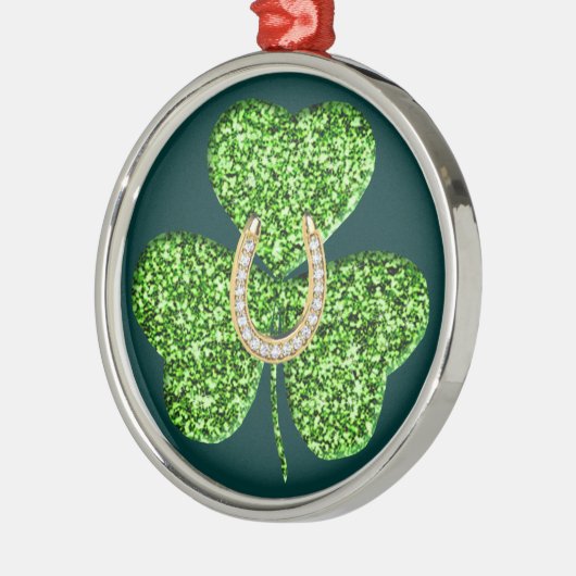 Glitter Shamrock and Horseshoe Round Ornament (Links)