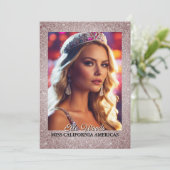 Glitter Shine Pageant Autogrammkarten | QR-Code Einladung (Stehend Vorderseite)