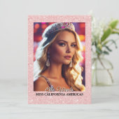 Glitter Shine Pageant Autogrammkarten | QR-Code Einladung (Stehend Vorderseite)