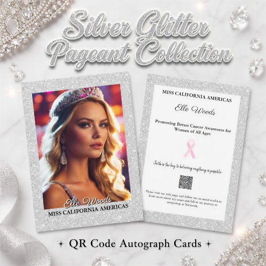 Glitter Shine Pageant Autogrammkarten | QR-Code Einladung