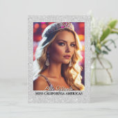 Glitter Shine Pageant Autogrammkarten | QR-Code Einladung (Stehend Vorderseite)