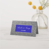 Glitter Silber Hochzeit Platz Platzkarte (Rückseite)