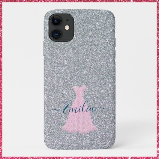 Glitter Silver Pink Gown Case-Mate iPhone Hülle