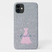 Glitter Silver Pink Gown Case-Mate iPhone Hülle (Rückseite)